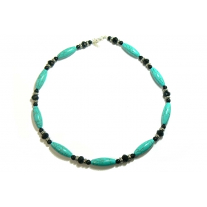 Turquoise Necklace Infused With Onyx Turquoise Necklace Infused With Onyx